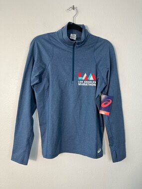 ASICS Men’s LAM Thermopolis Los Angeles Marathon Half Zip Pullover Large NEaw
